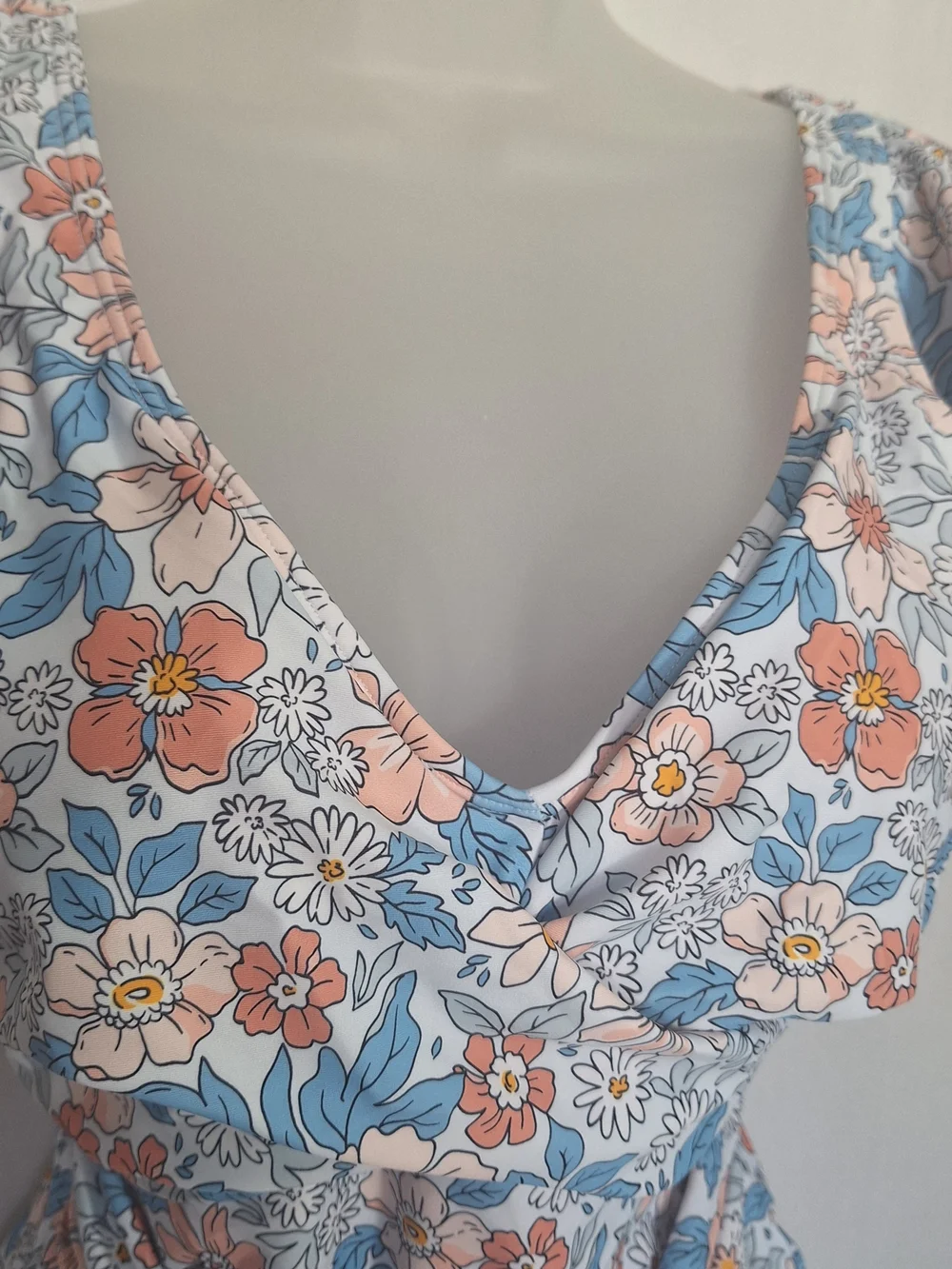 B2prity One Piece Swimsuit Flutter Sleeve Slimming Floral Medium Womens
